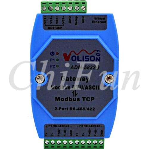 ADM-5832G Industrial 2 Port RS485 / 422 Modbus RTU to Modbus TCP Gateway Module