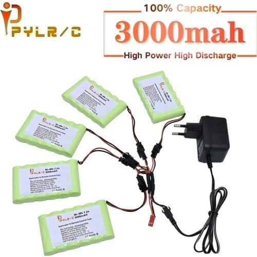7.2v 3000mah Ni-NH Battery And Charger For Rc toys Car Tanks Robots Gun 3000mah AA 7.2v Rechargeable Battery Pack For Rc Boats