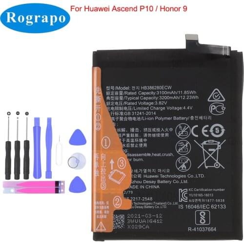 Original 3200mAh New HB386280ECW Battery For Huawei P10 VTR-L09 VTR-L29 / Honor 9 STF-L09 STF-AL10 Phone Batteries
