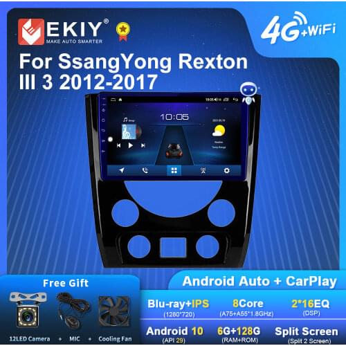 EKIY Android Car Radio For SsangYong Rexton Y290 III 3 2012-2017 Navi GPS 1280*720 DSP Carplay Multimedia Player Auto Stereo DVD