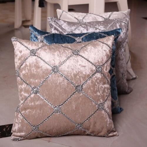 European style Velvet Pillow Soft Waist Throw Cushions Cover Household Pillow Cases 45x45 Bed Decorative