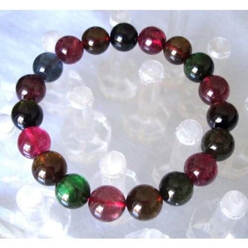 Free Shipping Natural Tourmaline Round Beads Stretch Bracelet Women Jewelry Accessories Weddings Parties Gift