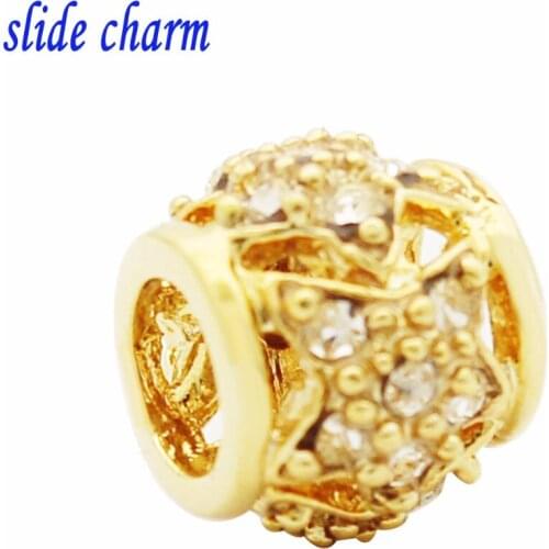 Slide charm Free shipping genuine beads fit Pandora bracelets pentacle charm bracelets and jewelry accessories