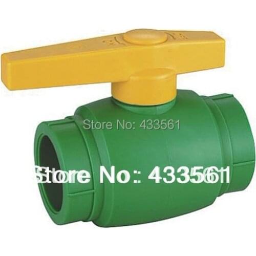 Quickly shipment Color Green Quality Enviroment Friendly PPR ball valve in Size DN20 with Yellow handle for Irrigation pipe