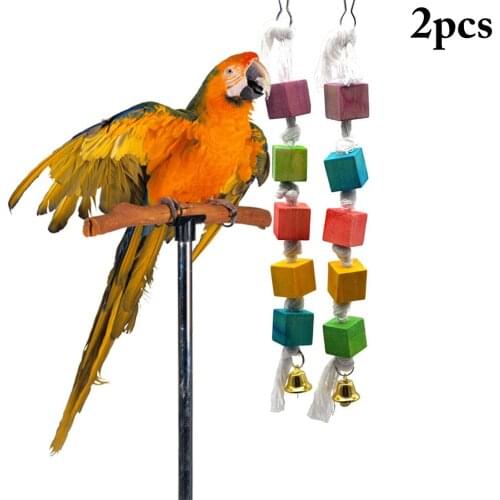 2PCS Parrot Chew Toy Wooden Creative Parrot Hanging Toy Bird Cage Toy Colorful Bird Toy Pet Funny Toy Birdcage Decoration Toys