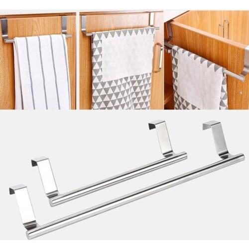 Home Kitchen Hanging Accessories Stainless Steel Wall-Mounted Towel Racks Pole Bathroom Towel Holder Household U3