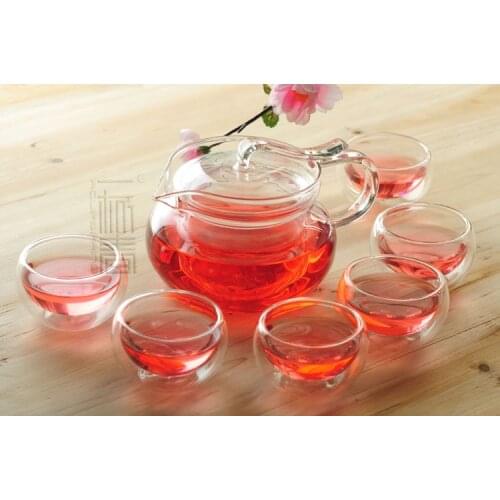 Elegant 500ml Glass teapot with infuser/filter+ 4/6 Glass Cup,tea set for brew white/flower/matcha/black/green/Chinese/puer tea
