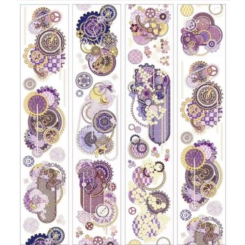 Purple Gear Wheel Washi Tape for Card Making Bullet Journal DIY Scrapbooking Decorative Sticker