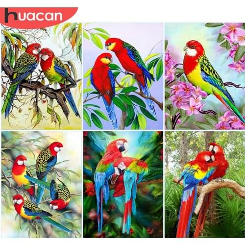 HUACAN 5D DIY Diamond Painting Parrot Full Square Round Drill Diamond Embroidery Animal Picture Of Rhinestone Handmade Gift