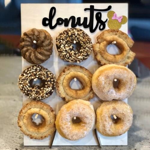 HUHULE Donut Stand Wooden Hanging Holds Donut Boards Desktop Donuts Wall Wedding Decoration Baby Shower Kids Birthday Party Deco