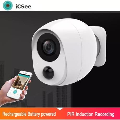 ICsee Cell Phone Remote Monitoring 1080P 2MP 128G Outdoor Two-Audio Wireless AI Human Detection IP WIFI Battery Security Camera