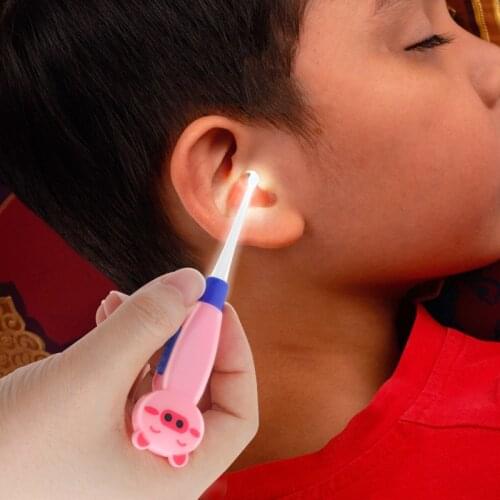 Cute Cartoon Light LED Flash Luminous Ear Pick Nose clip Earpick Easy Ear Wax Remover Cleaner Kids Babys Ear Care Tools