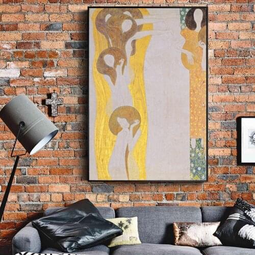 Golden Kiss Art Canvas Painting On The Wall By Gustav Klimt Reproductions Wall Art Canvas Cuadros Pictures For Living Room Decor
