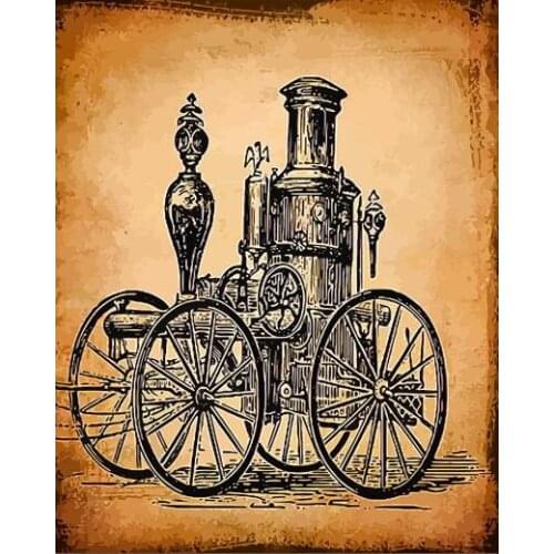 Cioioil-X530 Retro car decoration painting classical European style DIY oil painting by numbers for home decor unique gift