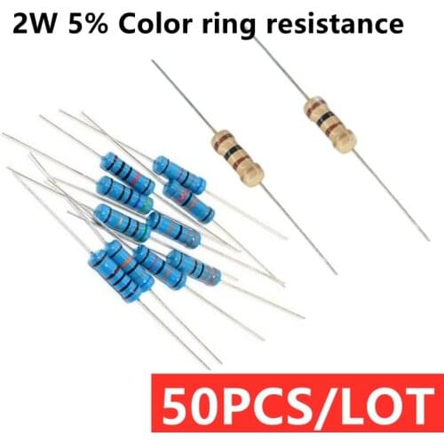 50PCS/LOT Color ring resistance power 2W 0.1R 0.33R 0.5R 1R 1.5R 2R 2.7R 3.3R 33R 15R 100R 39R 220K 120K 200K 300K
