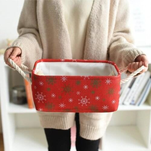 Home cloth storage box desktop finishing canvas cotton linen toy box clothes folding storage glove box