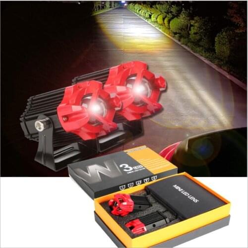 2pcs mini LED Lens Laser Lamp High Beam Projector Foglights Headlight 6000K waterproof for Auto Car Truck SUV ATV Motorcycle