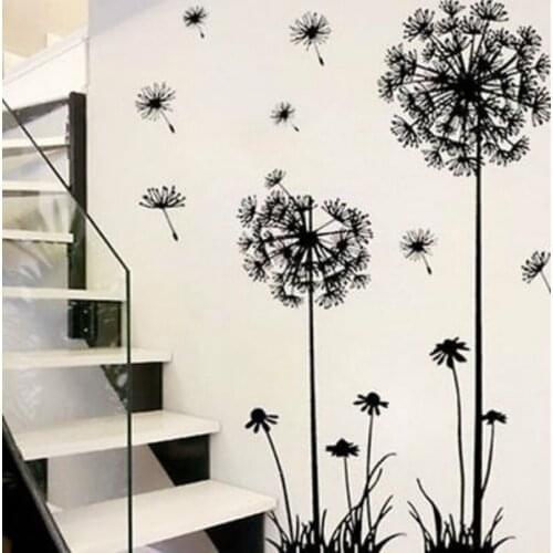 Hot black dandelion sitting room bedroom wall stickers household adornment wall stickers on the wall pvc