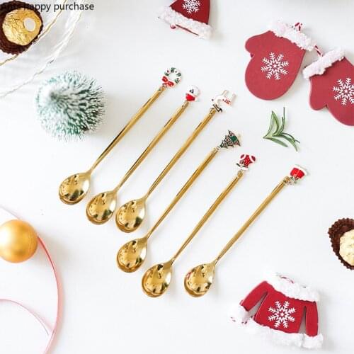 Stainless Steel Spoon Cake Dessert Spoon Coffee Spoons Stir Tiny Spoons Decorative Kitchen Accessories Christmas Present Gift
