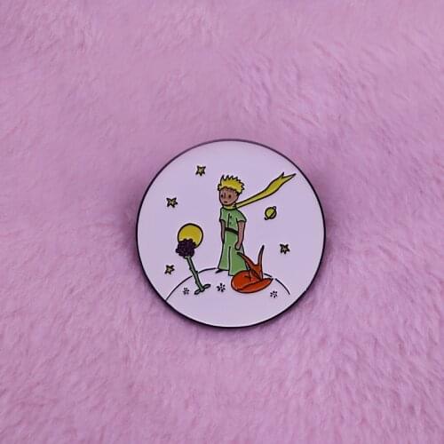 The Little Prince round lapel pin cute fairy tale aesthetics bookworm art jewelry