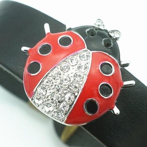 Fashion beauty Lovely ladybug Rhinestone 30MM metal snap buttons fit DIY 18mm snap jewelry wholesale KZ3259