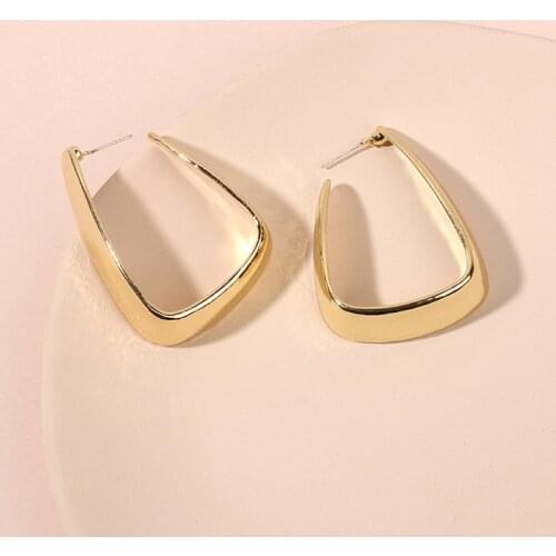 Fashion Metal Gold Color Square Hoop Earrings for Women Vintage Geometric Shaped Ear Ring Party Jewelry Christmas Gifts
