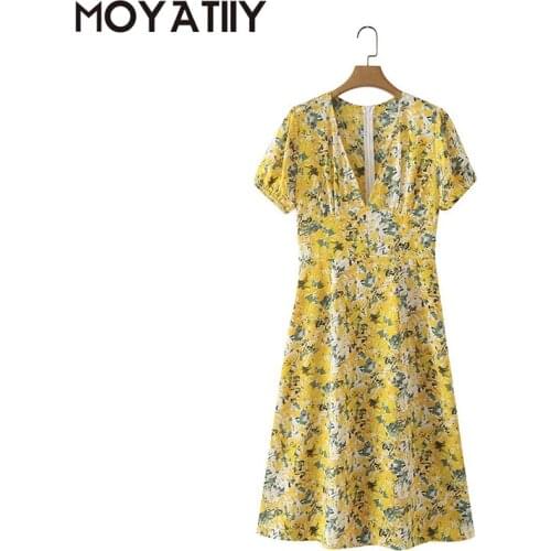 Желтые летние платья MOYATIIY China At AliExpress