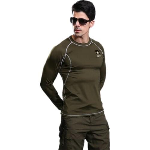 Outdoor Male Men s Military Tactics Elastic Trainning Tights Solid Breathable Underwear Quick Dry Long Sleeve T Shirts Top shirt