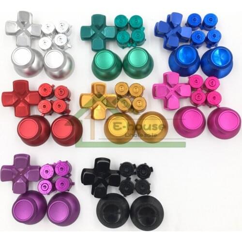 10 set Customs Aluminum Buttons Mod Kit Metal Dpad Button+Joystick Cap+Bullet Buttons for PS4 Controller Dualshock 4
