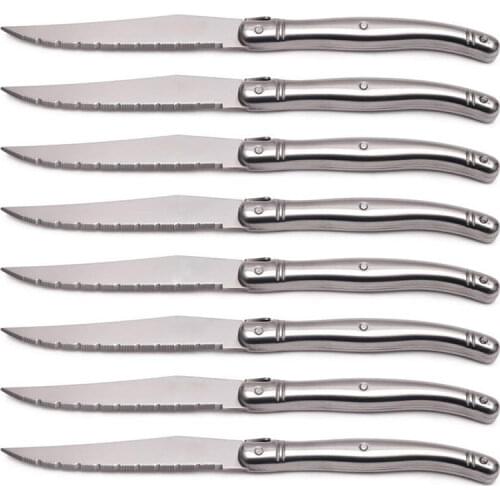 9 inch Laguiole Steak Knife set Stainless Steel Dinner Knives Silver Dinnerware Table Knifes Hollow handle Kitchen Cutlery