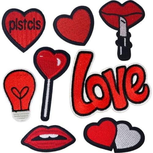Red Iron Patches for Clothing Love Stickers Patch on Clothes Heart Applique on Clothes Iron on Patches Badges Sew on Accessories