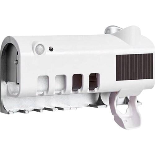 Toothbrush Holder Electric Wall-Mounted Bathroom Toothpaste Dispenser Solar Power Rechargement Toothbrush Organizer