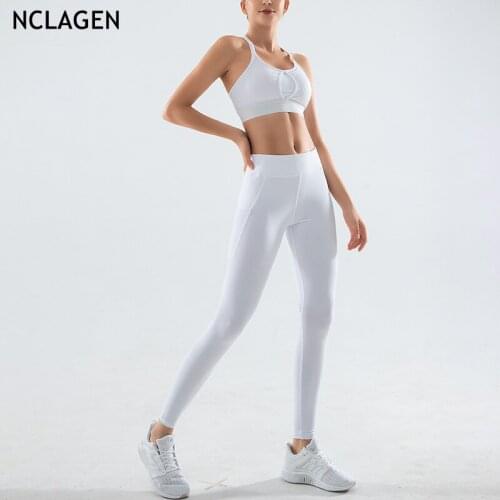 NCLAGEN Yoga Suit Exercise Fitness Push-up Bra Tight Pants Two-piece Set Sexy Gym Sport Workout Running Breathable Tracksuit