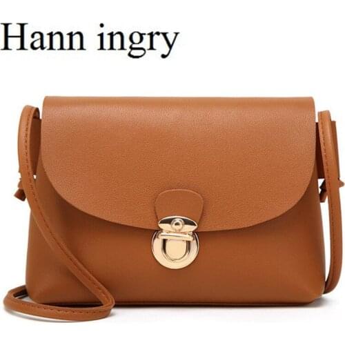 HANN INGRY 2021 New Womens PU Small Handbag Elegant Retro Single Shoulder Mobile Pocket Wallet Metal Buckle Twill Bag H191D