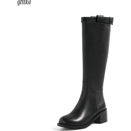 The new Genuine leather Women boots The knee boots European knight boots Autumn and winter boots Womens shoes