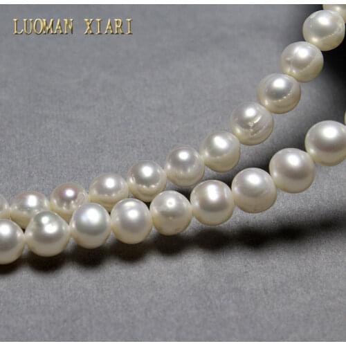 Wholesale Freshwater Pearls Beads For Jewelry Making DIY Bracelet Necklace For Women Size About 7-8mm 1 Strand About 37-39cm