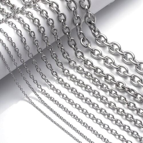 2m/lot Stainless Steel non-welded cross-linked Chain Necklace For Women Men DIY Jewelry Making Finding