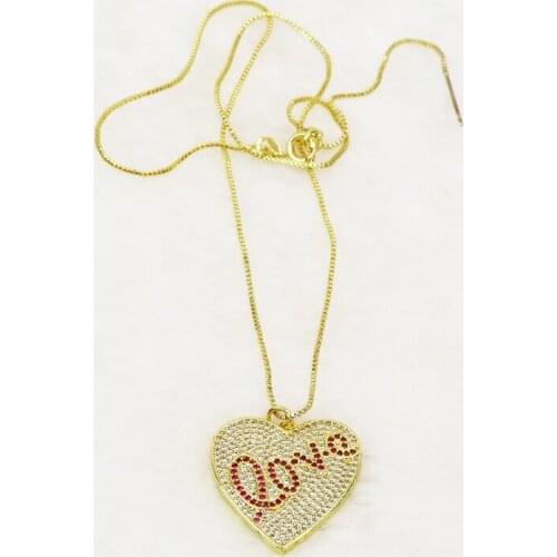 5 Pcs Zircon heart with love Pendant necklace jewelry accessories Necklace Gold color pendant Jewelry Necklace New design 51621