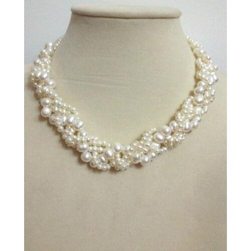 Fresh Water Pearl Hemp Flower Fried Dough Twist Necklace Natural Real Pearls Designer Pearl Necklace Free Shipping Women Jewelry