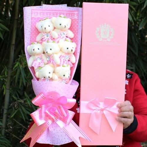Plush bear pink simulation flower cartoon plush bouquet Valentines Day birthday Gifts