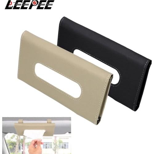 LEEPEE Car Tissue Box Seat Back Armrest Sun Visor Napkin Holder PU Leather Universal Car Styling Interior Accessories