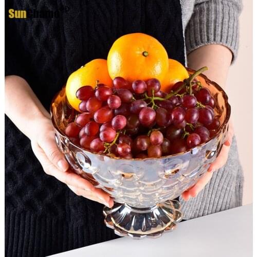 Fruit Tray Creativity Glass Tray Candy Desktop Storage Scales Crystal Plate Glass Modern Home Decoration Desktop Storage