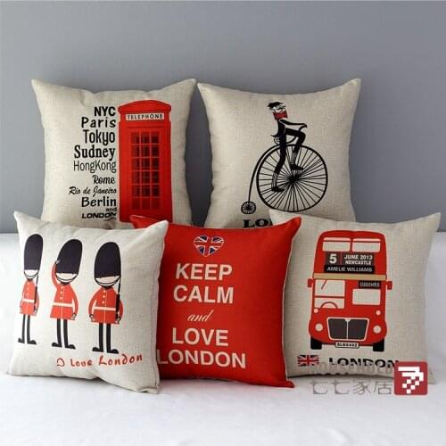 British wind contracted bus soldiers cotton hold pillow for leaning on of 45 * 45 No Inner