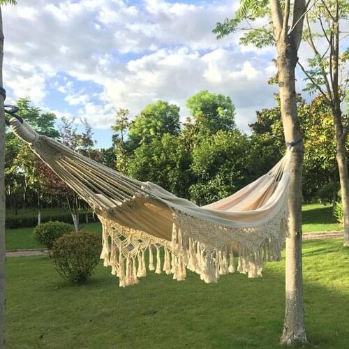 Portable Hammock Garden Sleeping Bed Tassel Design Hanging Bed for Indoor Outdoor SP99