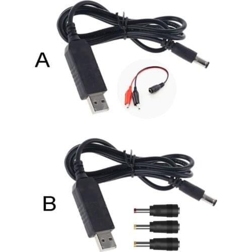 QC 3.0 USB To DC 5V-12V Adjustable Voltage Step Up 2.5/3.5/4.0/5.5mm Power Cable For WiFi Router Speaker Fan IP Camera