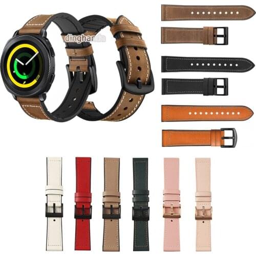 Leather Silicone Watch Band Strap for Samsung Galaxy Active Gear Sport S2 S4 Watch 42mm Replacement Correa Wrist Bracelet 20mm