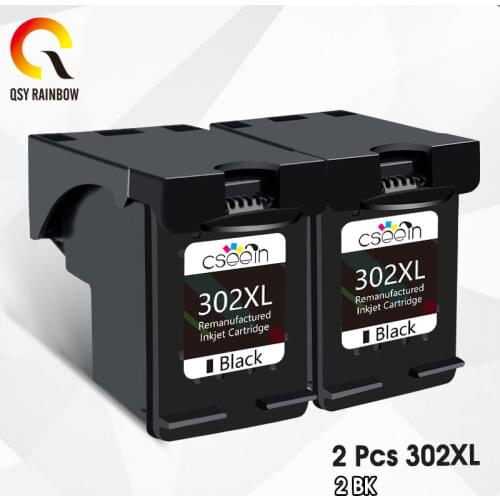QSYRAINBOW 2BK 302XL Compatible ink cartridge Replacement for HP 302XL 302 1110 2130 1112 3630 3632 3830 Officejet 4650 4652