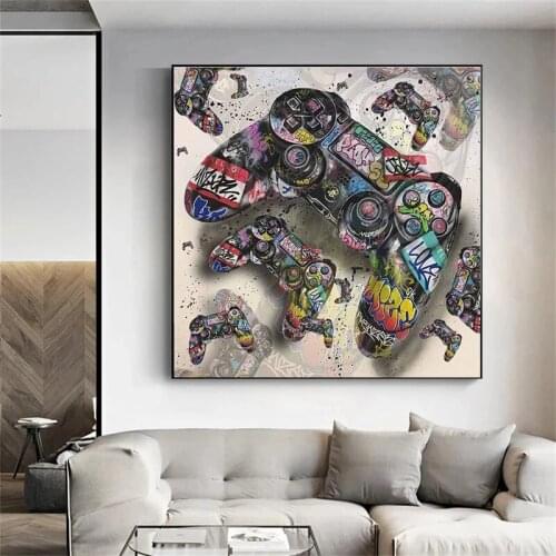 Modern Graffiti Art Gamepad Canvas Painting Abstract Gamepad Posters and Prints Wall Art Pictures for Boy Living Room Home Decor