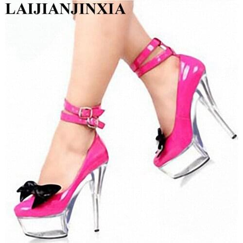 LAIJIANJINXIA Shoes Shiny Lady Shoes Women Platform Heel Runway Shoes 15Cm High Heel Shoes Women Platform Round Toe Pumps