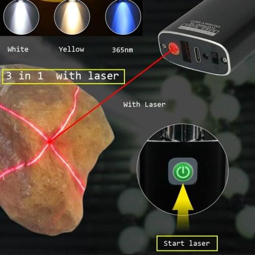 USB Rechargeable UV Torch light Coin detection UV 365nm Flashlight with laser Used for identification of jade
